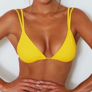 White Fox Swim Bikini Top-Yellow